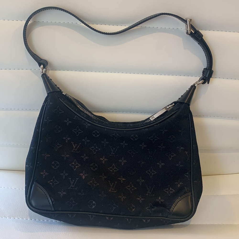 Louis Vuitton Black Mini Satin Monogram Boulogne Pochette. 7.5x5x2” - Picture 4 of 4